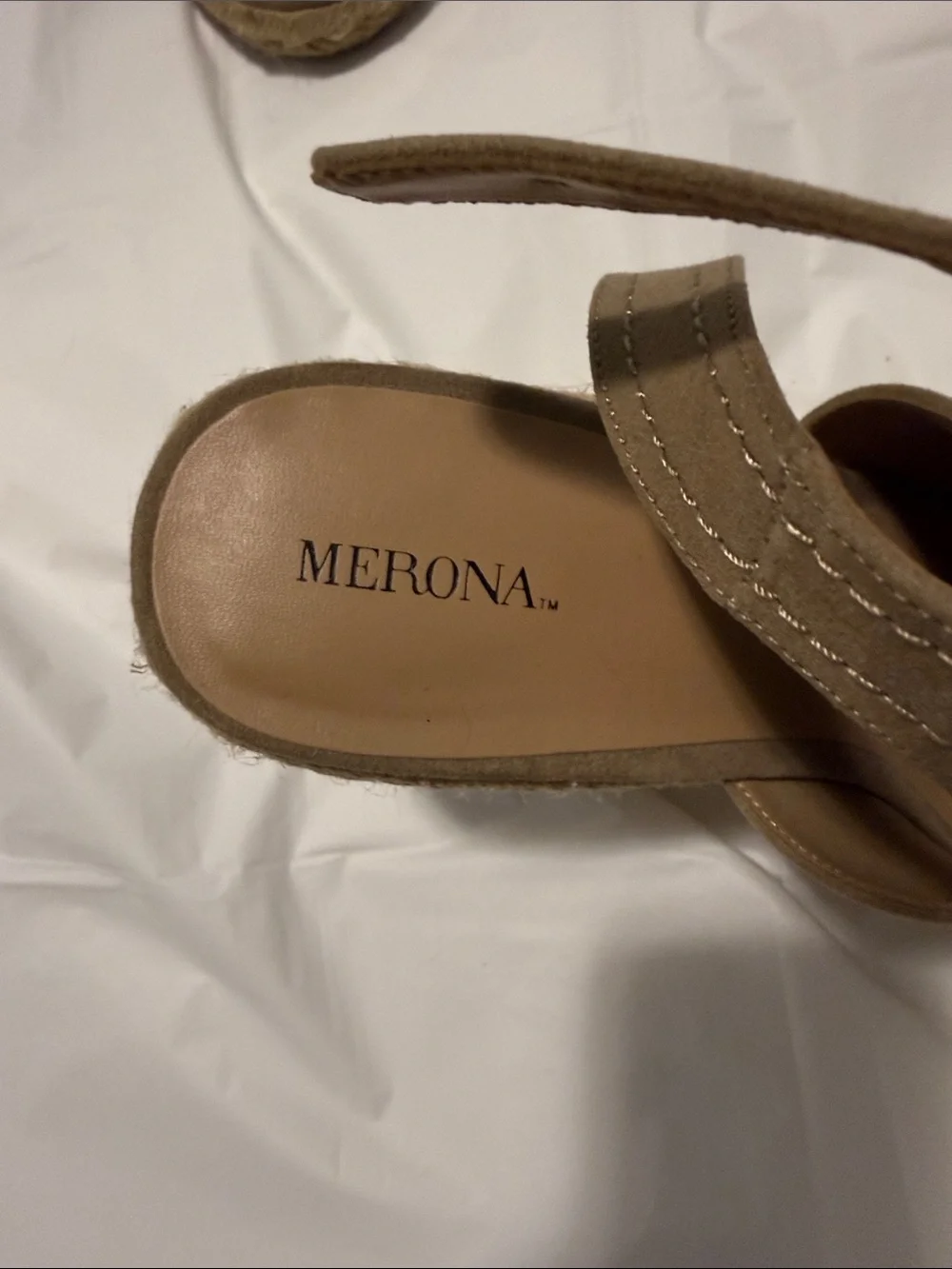 Merona Taupe Faux Suede Espadrille Wedge Sandals